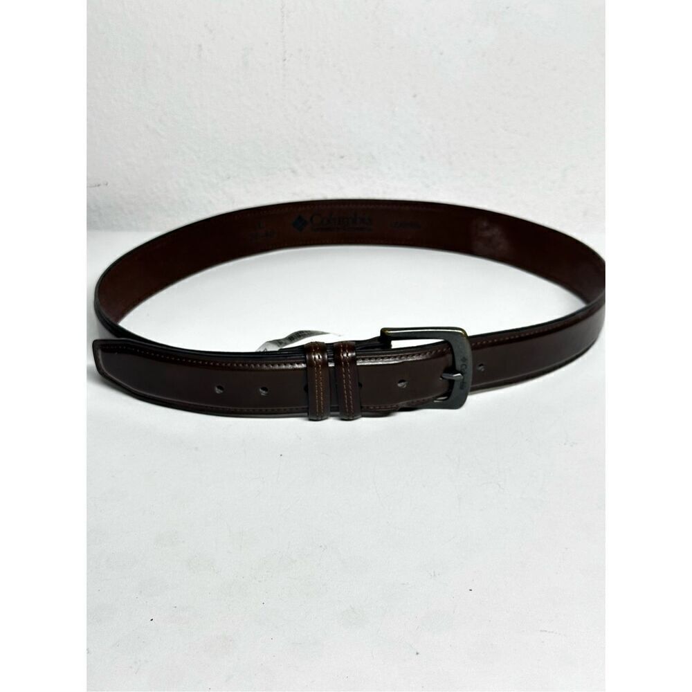 Columbia Men's Double Loop Leather Belt Single Prong Buckle Size L